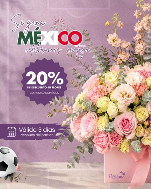 🇲🇽🎉 ¡GANÓ MÉXICO! 🎉🇲🇽
Y en Florideas lo celebramos contigo 💚🤍❤️

Porque cuando gana México… ¡florecen los momentos! 
✨ 20% de descuento en flores ✨

⏳ Válido solo por 3 días después del partido 
Escríbenos, agenda tu pedido y menciona el código: GANOMEXICO

📲 WhatsApp: https://wa.link/s1glww
📞 (998) 287 3704
🌐 www.florescancun.com.mx

#OrgulloMexicano #México #Flores #ArreglosFlorales #FloresADomicilio